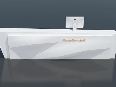 Modern Reception Desk Interior Design With White Surface And Monitor Stand 3d model