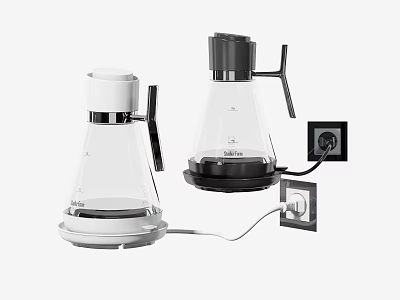 Black And White Glass Electric Kettles With Base And Power Plug For Kitchen 3d model