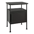 Modern Black Bedside Table With Cabinet Door And Metal Support Legs 3d model
