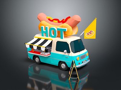 Modern Sale Truck Hot Dog Car Hot Dog Stall Food Car Food Sale Truck 3d model