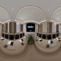 Elegant Modern Conference Room Interior With Large Table Chairs Sofas And Artwork 3d model