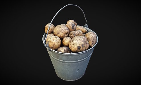 modern potatoes a bucket of potatoes 3d model