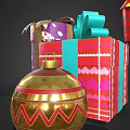 Colorful Decorative Ornament Set With Festive Gift Boxes Bows And Patterns