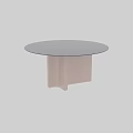 Modern Round Table With Black Tabletop And Pink Legs In Minimalist Style