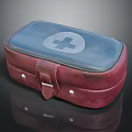 Red and Blue Leather Medical First Aid Kit with White Cross Symbol