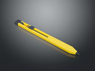 Practical Yellow Utility Knife For Daily Life Supplies With Black Handle And Sharp Blade 3d model