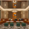 Luxurious KTV Interior With Modern Chandeliers Plush Sofas Coffee Tables And Art Decor