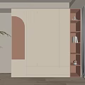 Modern Minimalist Wardrobe Interior Design With White Panels Pink Accent And Lit Shelves