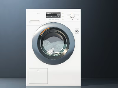 Modern White Front Load Washing Machine With Transparent Door And Control Panel 3d model