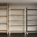 Wooden and Metal Storage Shelving Units with Multiple Layers and Mobile Wheels