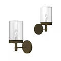 Modern Brass Wall Lamps With White Ribbed Shades And Warm Light