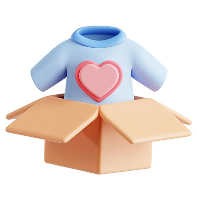 Cute Blue Shirt With Pink Heart Design In Open Cardboard Box 3d model Cute Blue Shirt With Pink Heart Design In Open Cardboard Box 3d model