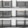 Various Modern Metal Railings With Patterned Panels And Horizontal Bars 3d model