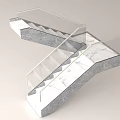 Modern Staircase Design With Marble Steps Glass Railing And Gray Structure 3d model