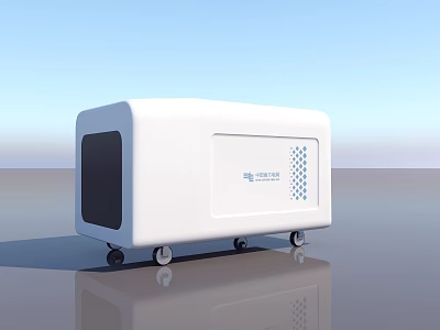 Modern White Commercial Equipment With Mobile Wheels Black Panel And Sleek Design 3d model