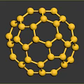 Yellow Spherical Molecular Model With Nodes And Connecting Lines On Dark Background 3d model