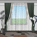 Elegant Green Curtains With White Sheer Layers For Modern Interior Decoration