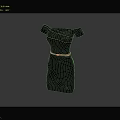 Elegant Black Off Shoulder Fitted Dress With Slim Belt Design