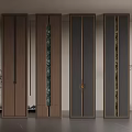 Modern Interior Columns With Dark Wood Finish And Green Glass Inlays In Minimalist Space