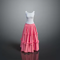Pink Layered Skirt With White Top And Frilled Ruffles For Daily Use