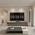 Modern Living and Dining Room Interior With Grey Sofa Coffee Table Artwork And Pendant Light