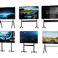 Versatile Display TVs on Mobile Wheeled Stands with Various Screen Contents