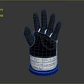 Fashionable Black and White Glove with DAAC Branding Blue Trim and Stitching Details