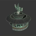 Architectural Model Of Circular Structure With Multi Layered Design Top Antennas And Base Windows