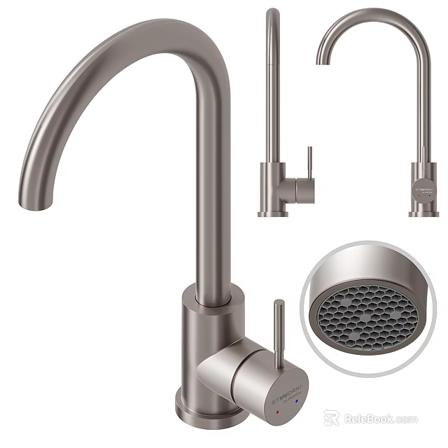 Stainless Steel Kitchen Faucet Components And Aerator 3d model