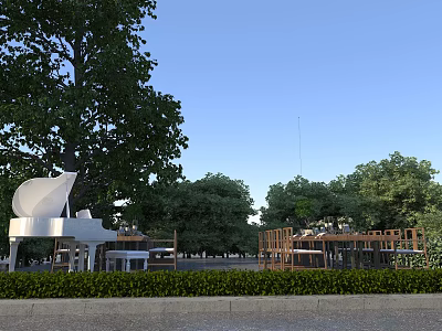 Garden Landscape Design With Lush Green Trees Shrubs And Natural Outdoor Scenery 3d model