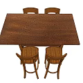 Dining Table Set Collection With Rectangular Round Wooden Tables And Matching Chairs 3d model