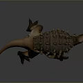 3D Model Of Fantasy Armored Reptile Character With Spiked Shell And Thick Limbs