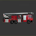 Red Fire Rescue Functional Vehicle With Extended Ladder And Emergency Equipment