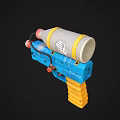 Blue Handmade Toy Gun With Gray Bottle Yellow Straps Black Tube And Red Parts