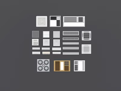 Different Types of Air Conditioner Air Vents with Various Design Styles 3d model