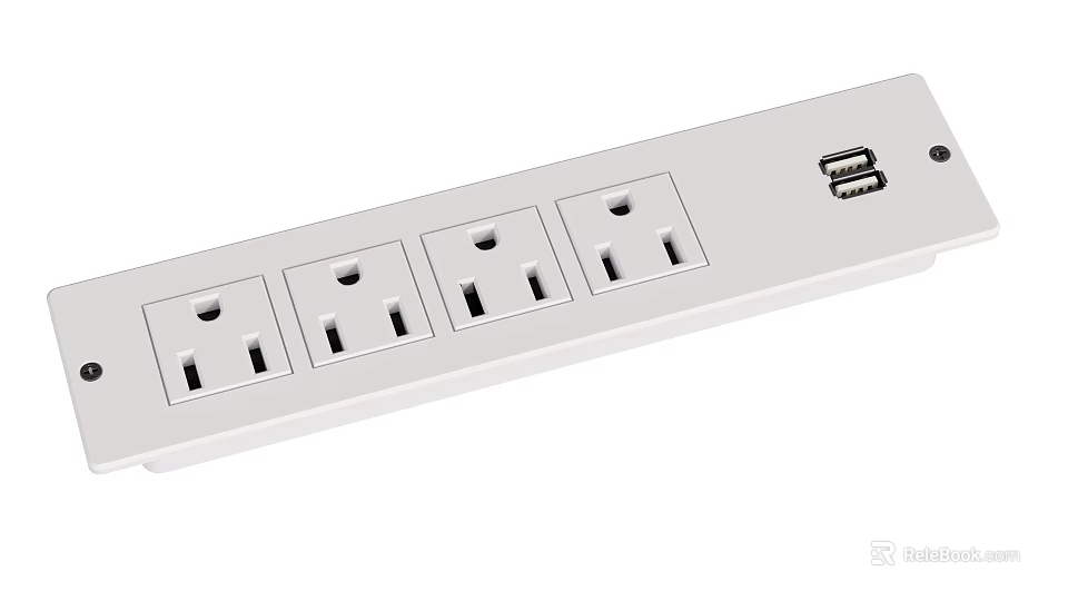 Office Electrical Appliance White Power Strip With Multiple Outlets And USB Ports For Office Use 3d model 