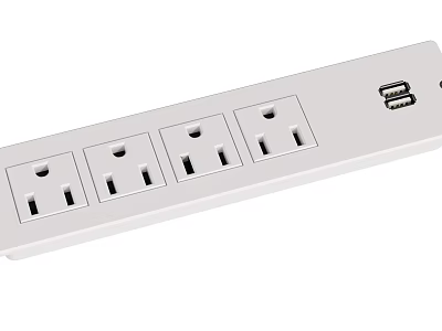Office Electrical Appliance White Power Strip With Multiple Outlets And USB Ports For Office Use 3d model