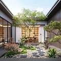 New Chinese Zen Patio Courtyard Landscape Landscape Landscaping Landscape Plants Moss Landscape Landscape Setches Patio Landscape 3d model