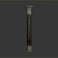 Animal Pattern Decorative Long Object With Shiny Metal Ends And Dark Intricate Design