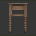 Wooden Stool With Square Seat And Twisted Legs In Light Wood Color