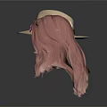 Woman Wearing Brown Curly Hair Wigs With Straw Hat And Flower Headband