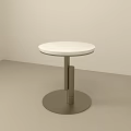 Stylish Modern Side Table with Round White Tabletop and Metal Base Design 3d model