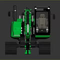 Green JCB Excavator With Tracked Undercarriage Enclosed Cab And Front Bucket