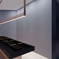 Modern Public Restroom Design With Numbered Stall Doors And White Washbasins