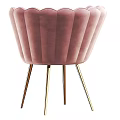 Pink Velvet Accent Chair With Scalloped Back And Gold Metal Legs