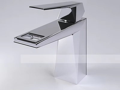 Contemporary Sleek Chrome Faucet With Modern Design And Smooth Angular Shape 3d model
