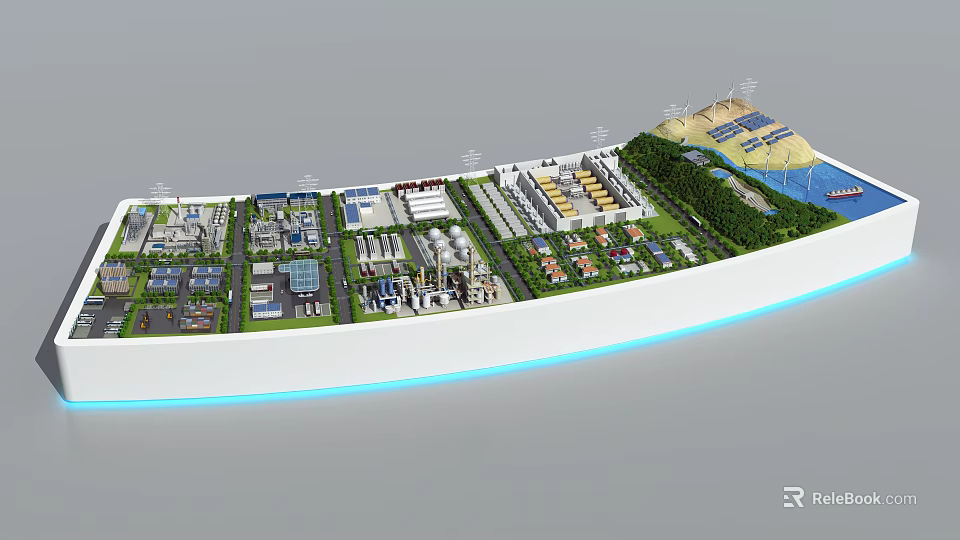 Modern Commercial Equipment Industrial Facility With Production Lines And Storage Systems 3d model 