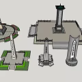 Diverse Architectural Components Including Monuments Obelisks And Towers With Decorative Base Structures