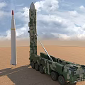 Military Weapon System Featuring Camouflage Truck Mounted Missile Launcher Desert Deployment Ready