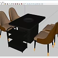 Square Gray Dining Table With Silver Tray Brown Vertical Stripe Chairs And Black Gold Shelf